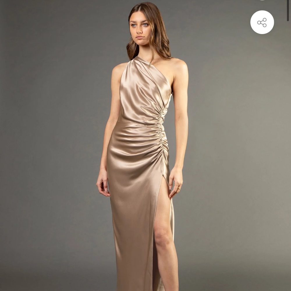 Michelle Mason Assymetrical Gathered Silk Gown - Size 0. NWT